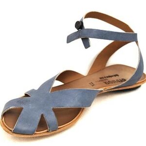 CYDWOQ Vintage Sandal Strappy Blue Leather Sz 37.5 7